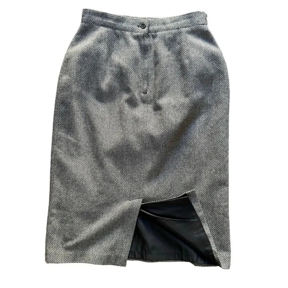 Vintage 80's Women's Wool Tweed Skirt - Black & Gray, Size 12 Made in Yugoslavia - Picture 5 of 9